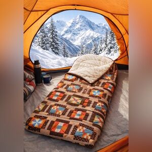 001 Vintage Sleeping Bag Patch Work With Marks (as Is)